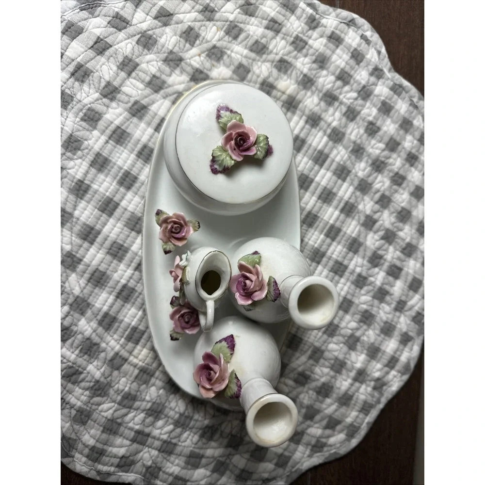 Vintage 6 Piece Dresser Set Porcelain Japan
